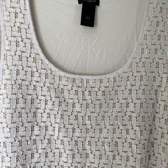 Ann Taylor white blouse with beige / tan lining Size Large - Picture 3 of 7